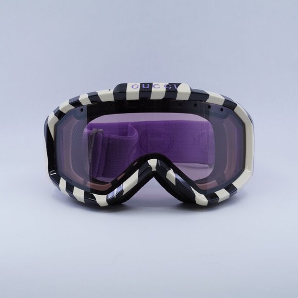 Gucci GG1210S 005 Ski Mask Zebra Ivory Shield Frame, Burgundy Lenses - Picture 3 of 11